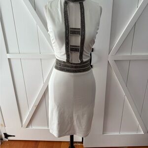 Bebe White Dress with Silver Accents